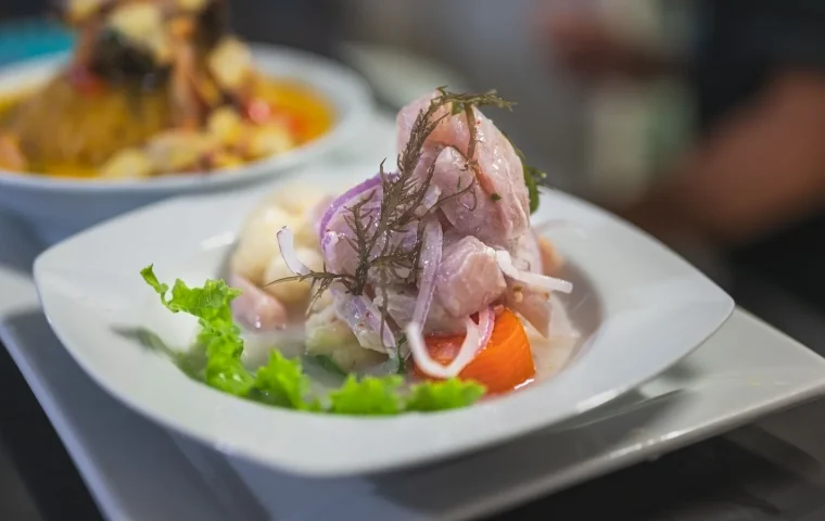 Paysage de voyage associé à véritable recette ceviche