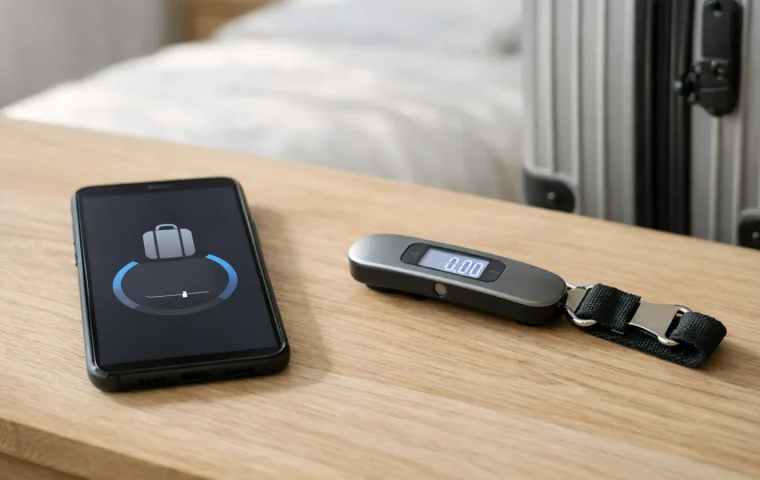 Téléphone et valise utilisés pour contrôler le poids d'un bagage