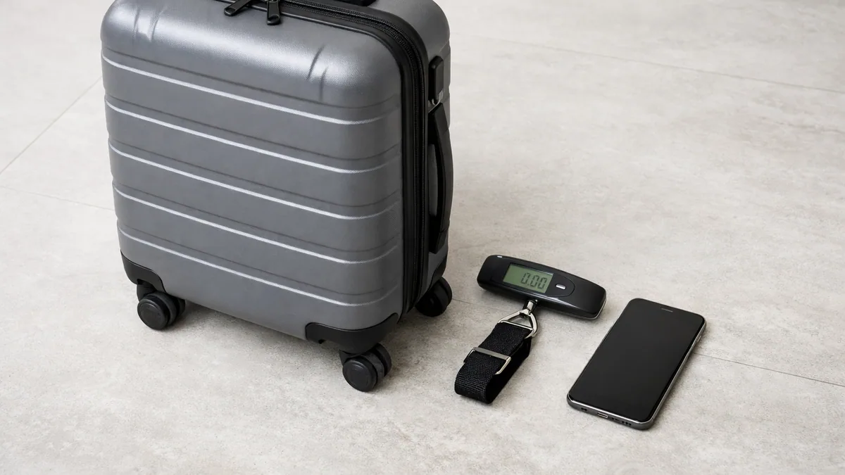 Valise prête à être pesée avant le départ