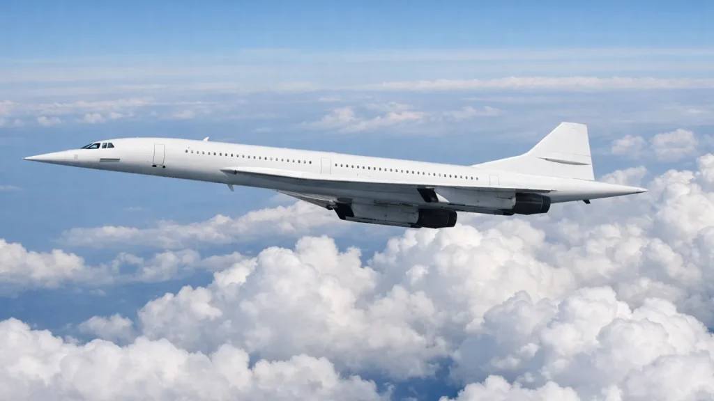 Avion Concorde en vol au-dessus des nuages